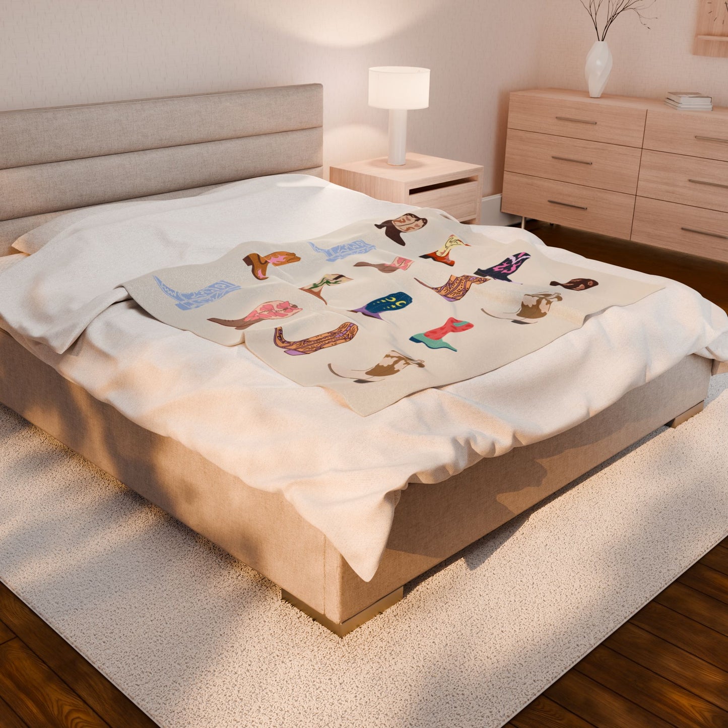 Cowboy Boot Velveteen Plush Accent Blanket