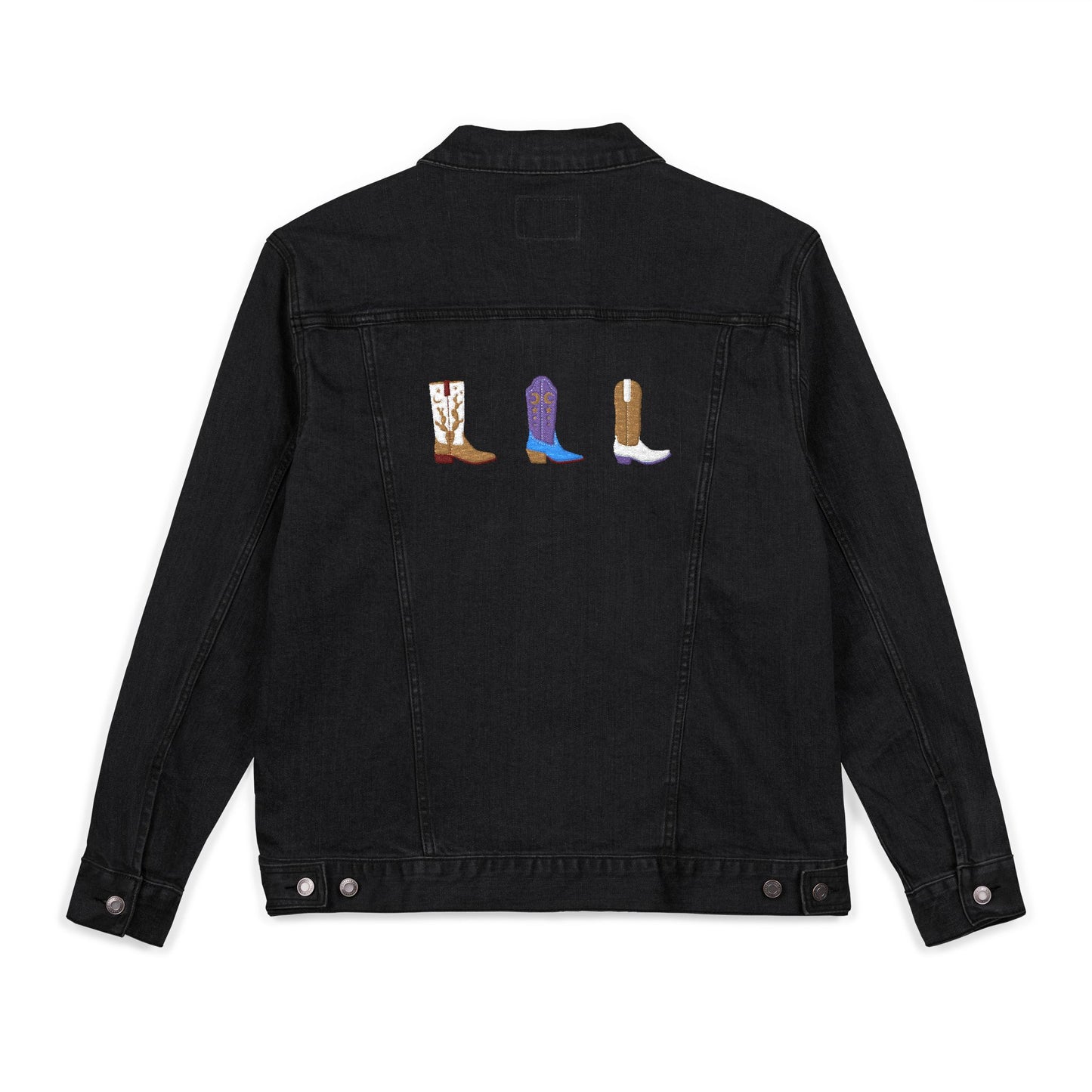 Embroidered Denim Jacket with Cowgirl Boot Design, Perfect for Gifts, Casual Wear, Spring Fashion, Festival Outfits, Unique Style
