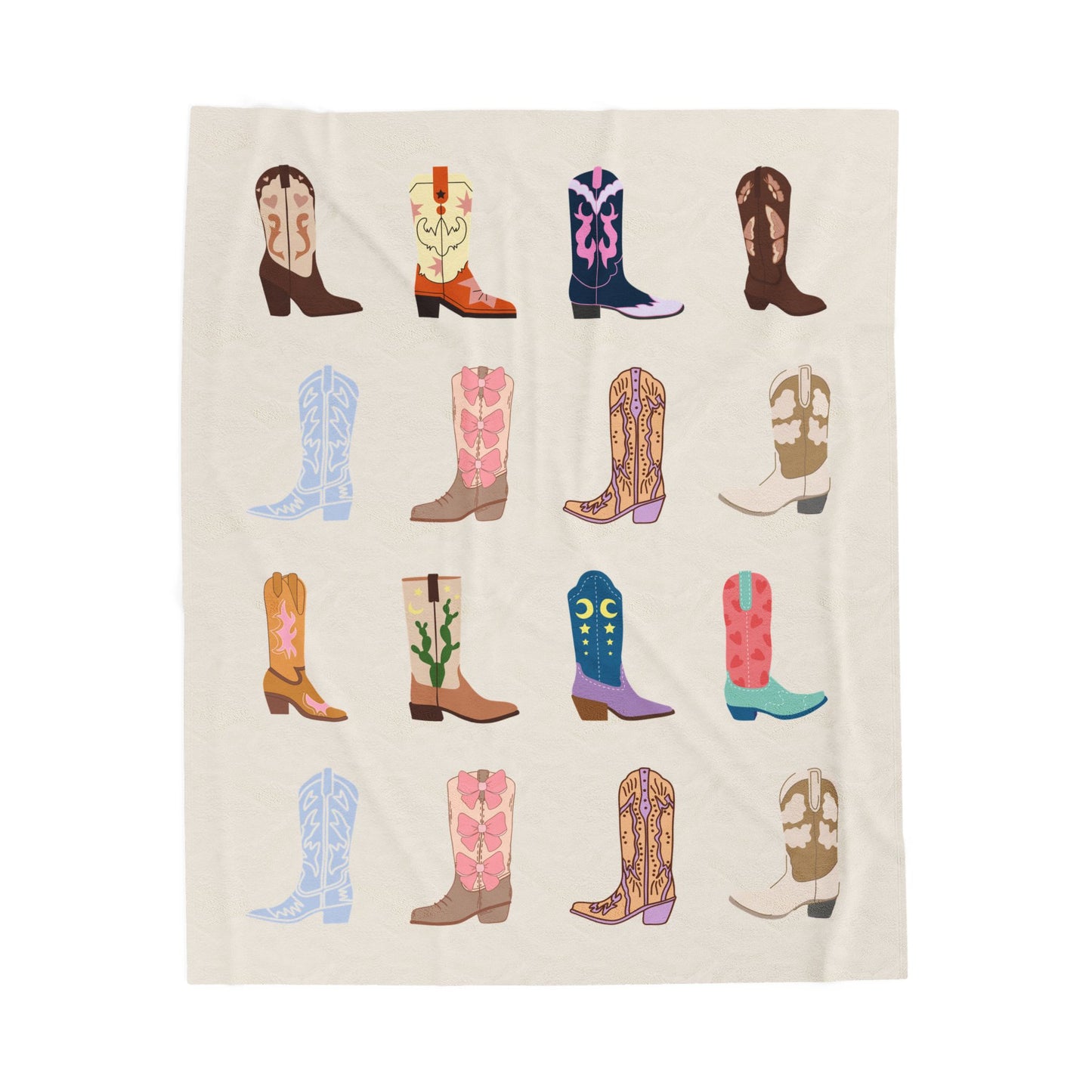 Cowboy Boot Velveteen Plush Accent Blanket