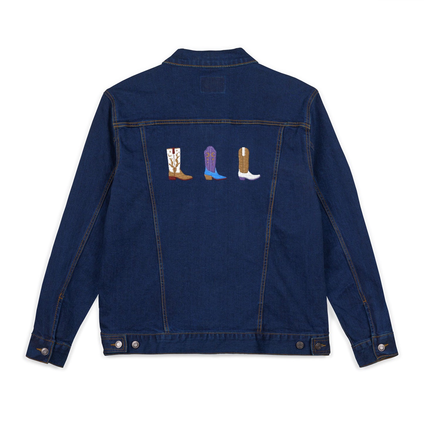 Embroidered Denim Jacket with Cowgirl Boot Design, Perfect for Gifts, Casual Wear, Spring Fashion, Festival Outfits, Unique Style
