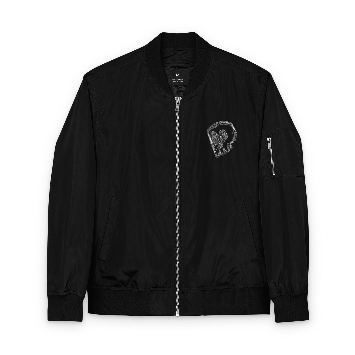 Scribble Skull Embroidered Bomber Jacket