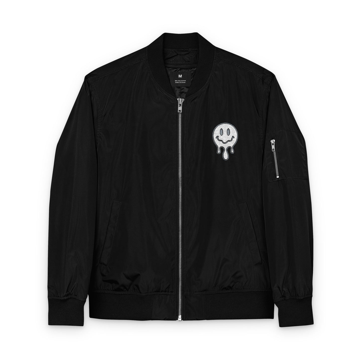 Melting Smiley Embroidered Bomber Jacket