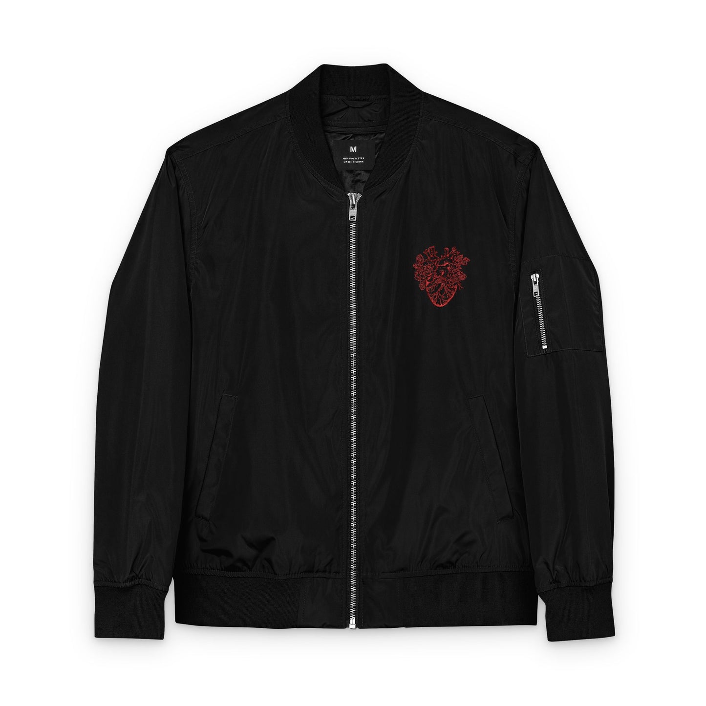 Anatomical Flower Heart Embroidered Bomber Jacket