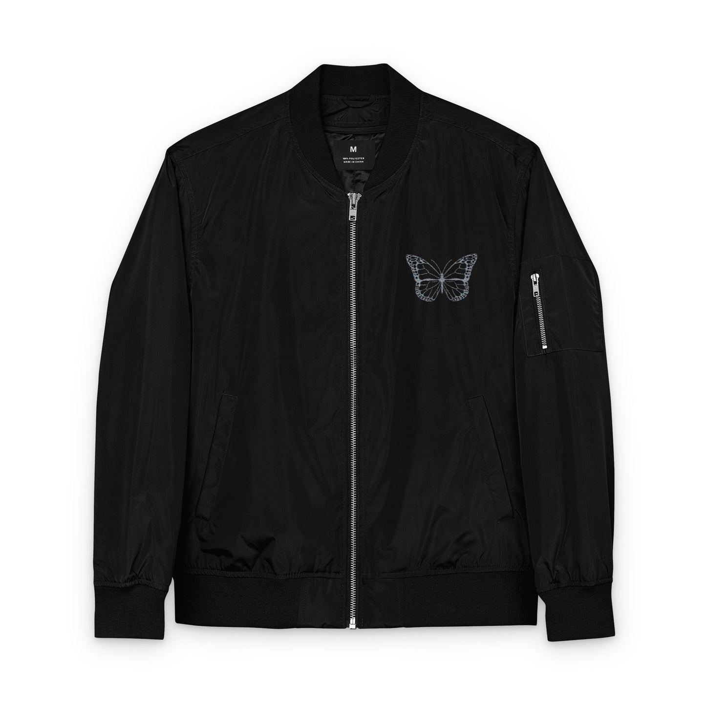 Butterfly Embroidered Bomber Jacket