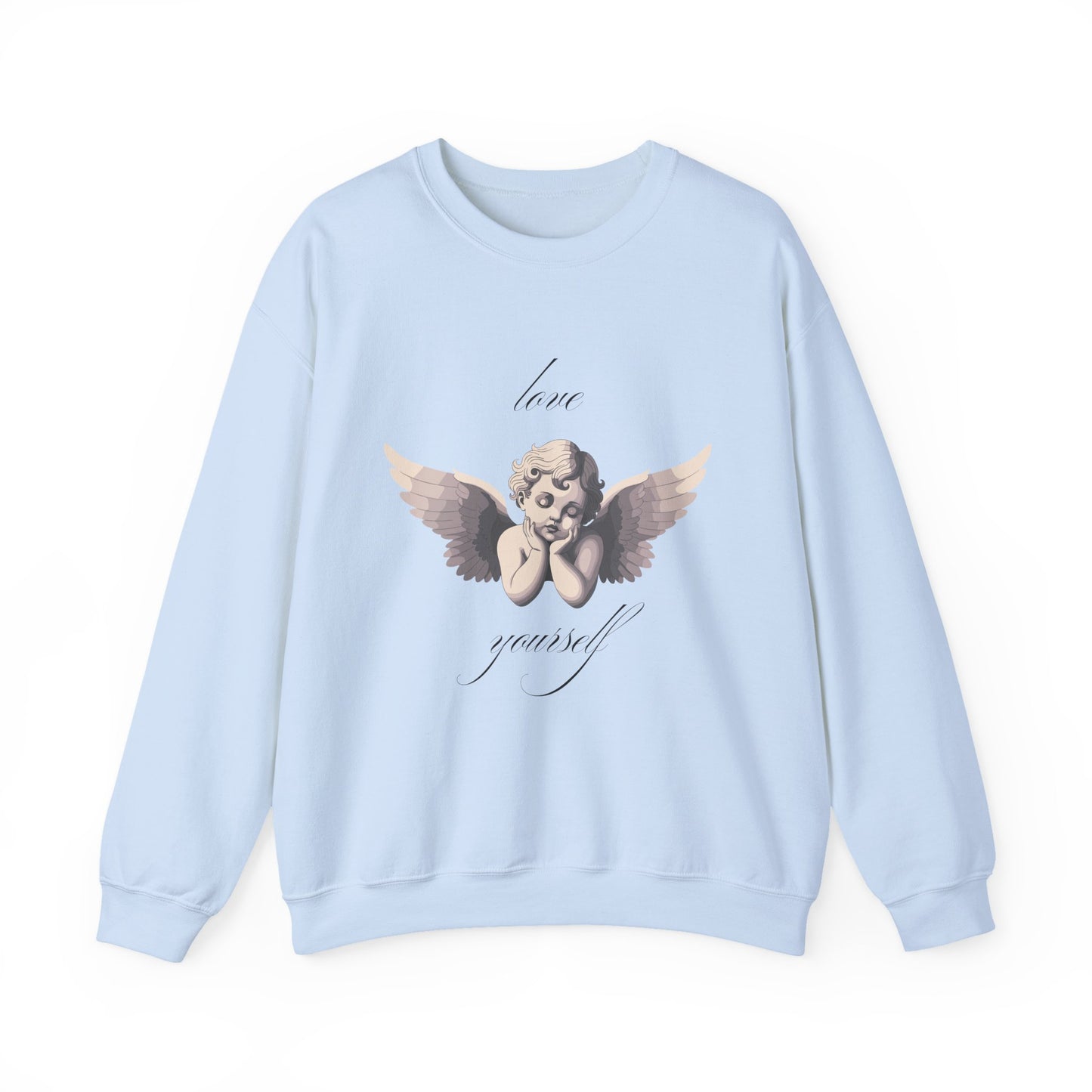 Love Yourself Cherub Sweatshirt | Graphic Valentine's Day Sweater, Romantic Cherub Design, Gifts for Her, Gifts for Him