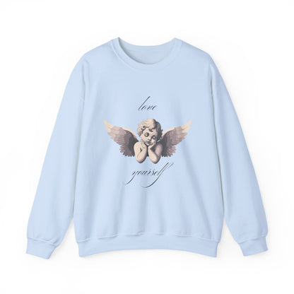 Love Yourself Cherub Sweatshirt | Graphic Valentine's Day Sweater, Romantic Cherub Design, Gifts for Her, Gifts for Him