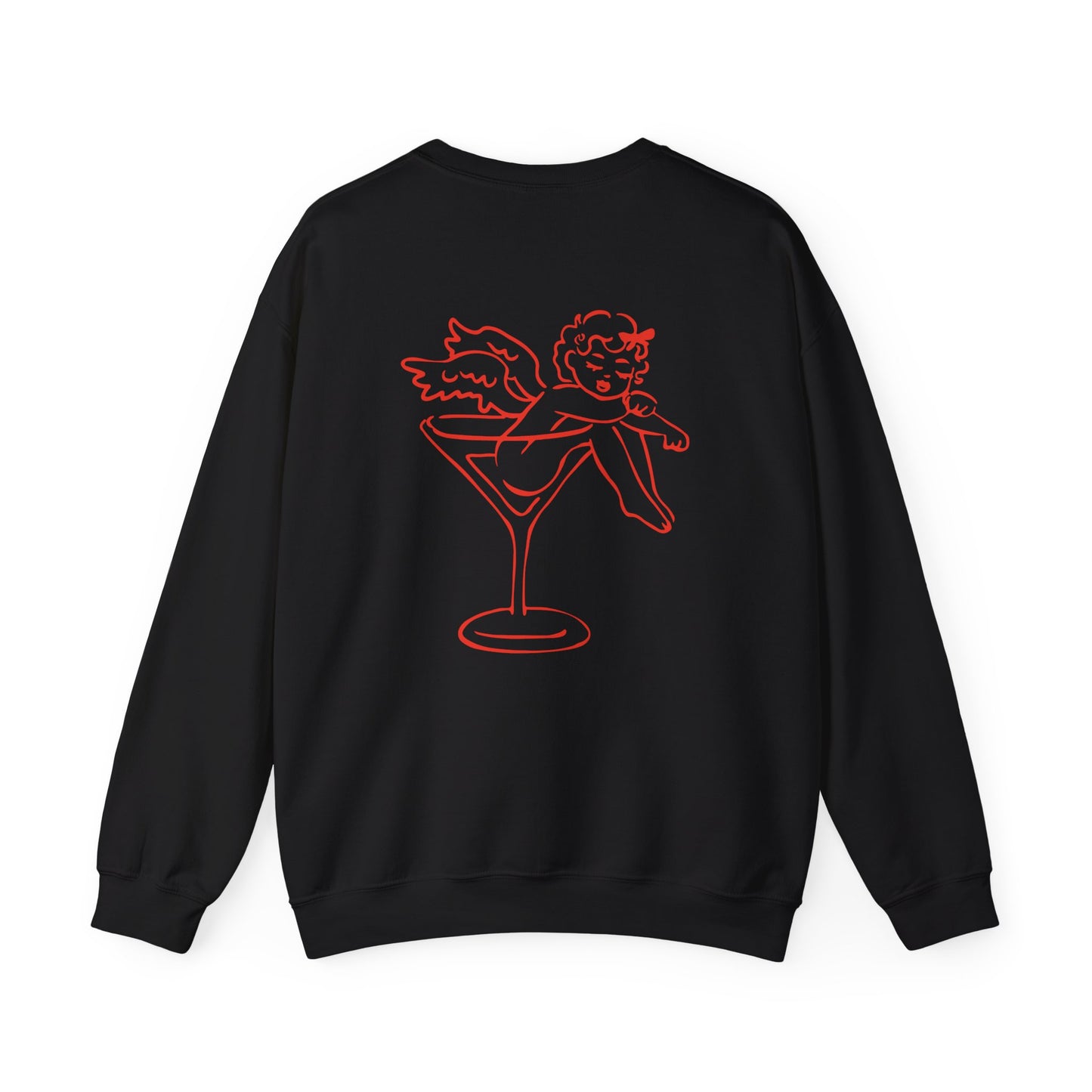 Sleeping Cupid in Martini Glass Sweatshirt | Valentine Cupid Graphic Crewneck, Valentines Day Gift, Gifts for Her, Vday gifts, Sweater