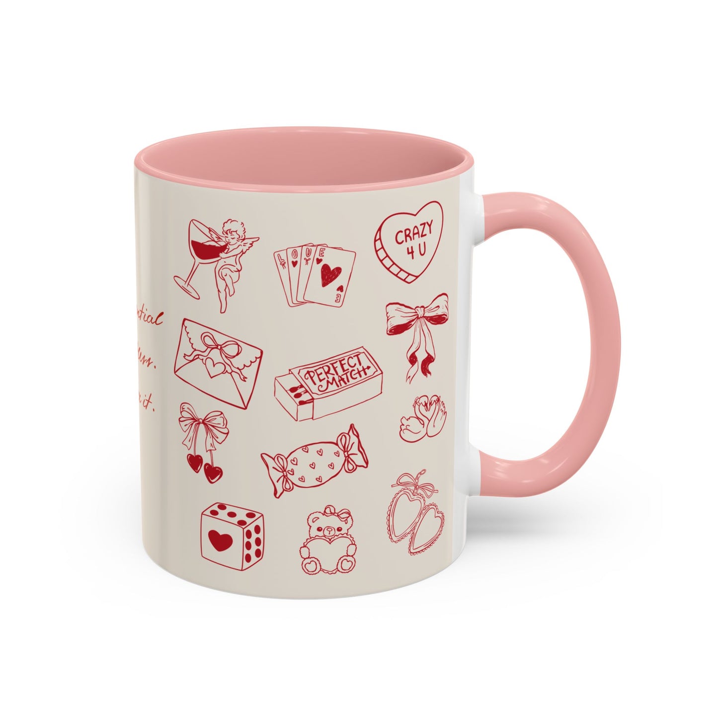 Valentine Doodle Accent Coffee Mug — "Your potential is limitless. Go after it."