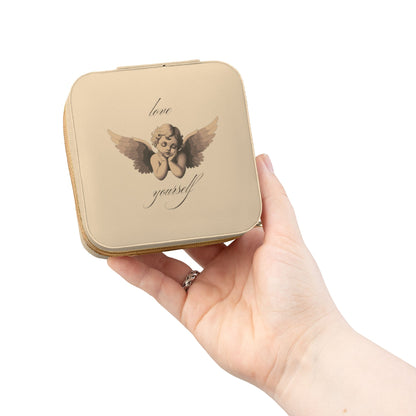 Cherub Angel Illustration Jewelry Travel Case | Compact Portable Organizer, Valentine's Day Gift for Her
