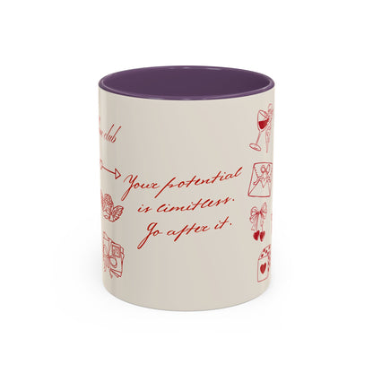 Valentine Doodle Accent Coffee Mug — "Your potential is limitless. Go after it."