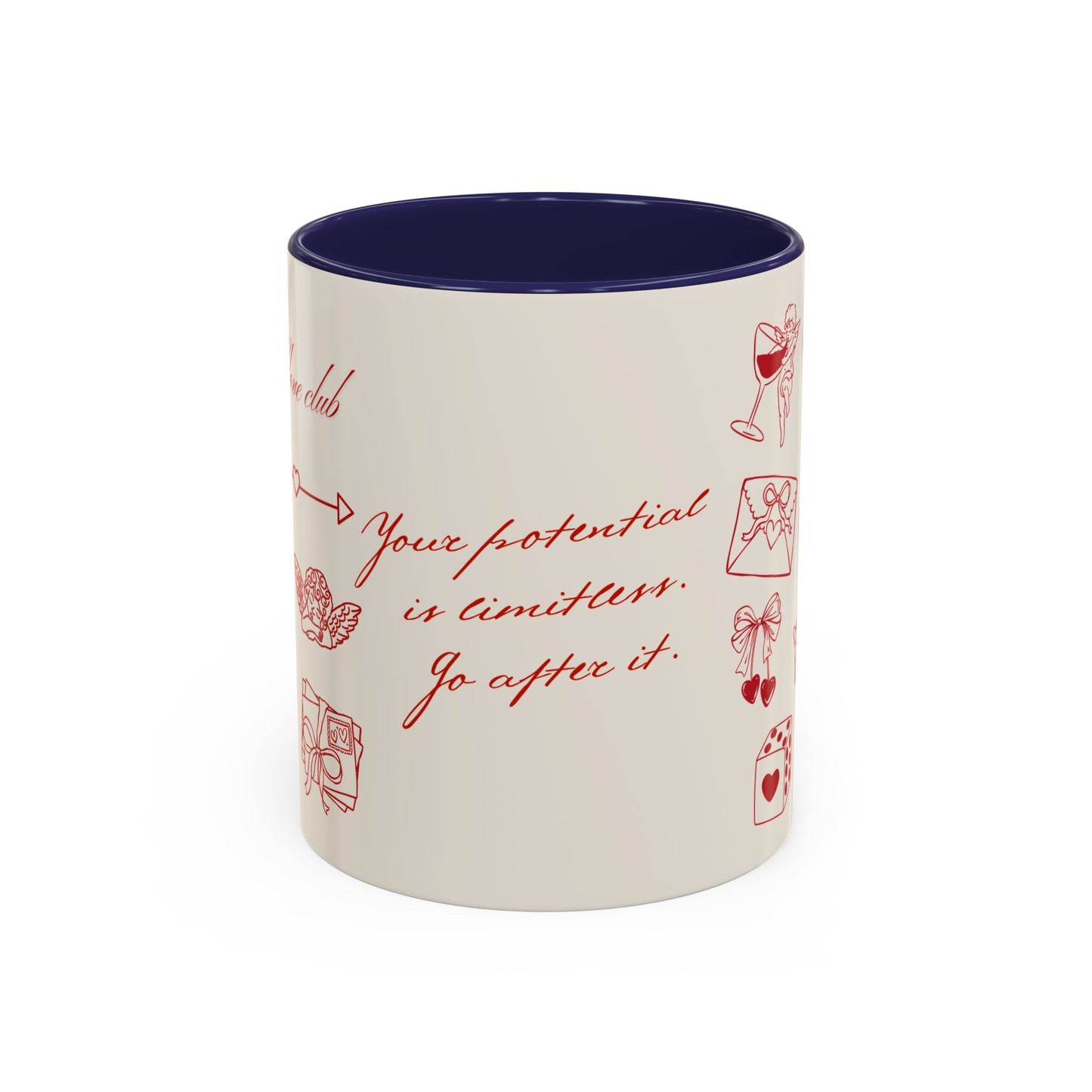Valentine Doodle Accent Coffee Mug — "Your potential is limitless. Go after it."