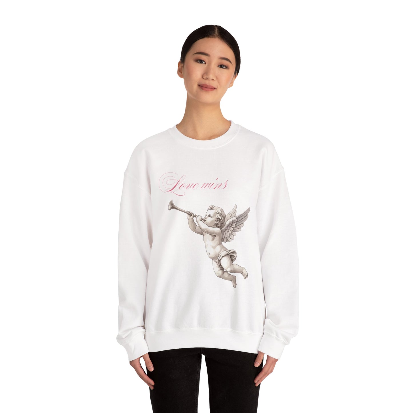 Love Wins Cherub Valentine's Day Sweatshirt, Gifts for Her, Vday gift ideas, Valentine's Sweater, Trendy Aesthetic, Valentine Gift, Cupid