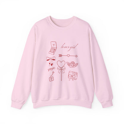 Lover Girl Graphic Doodle Valentine's Day Sweatshirt, Gifts for Her, Vday gift ideas, Valentine's Sweater, Trendy Aesthetic, Valentine Gift
