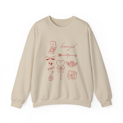 Lover Girl Graphic Doodle Valentine's Day Sweatshirt, Gifts for Her, Vday gift ideas, Valentine's Sweater, Trendy Aesthetic, Valentine Gift