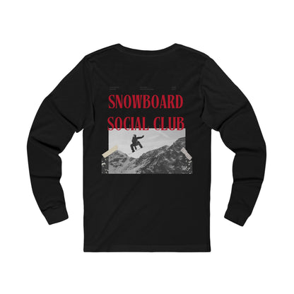 Snowboard Social Club Graphic Long Sleeve T-Shirt, Unisex Snowboarder Shirt, Après-Ski Crewneck, Snowboarding Gift