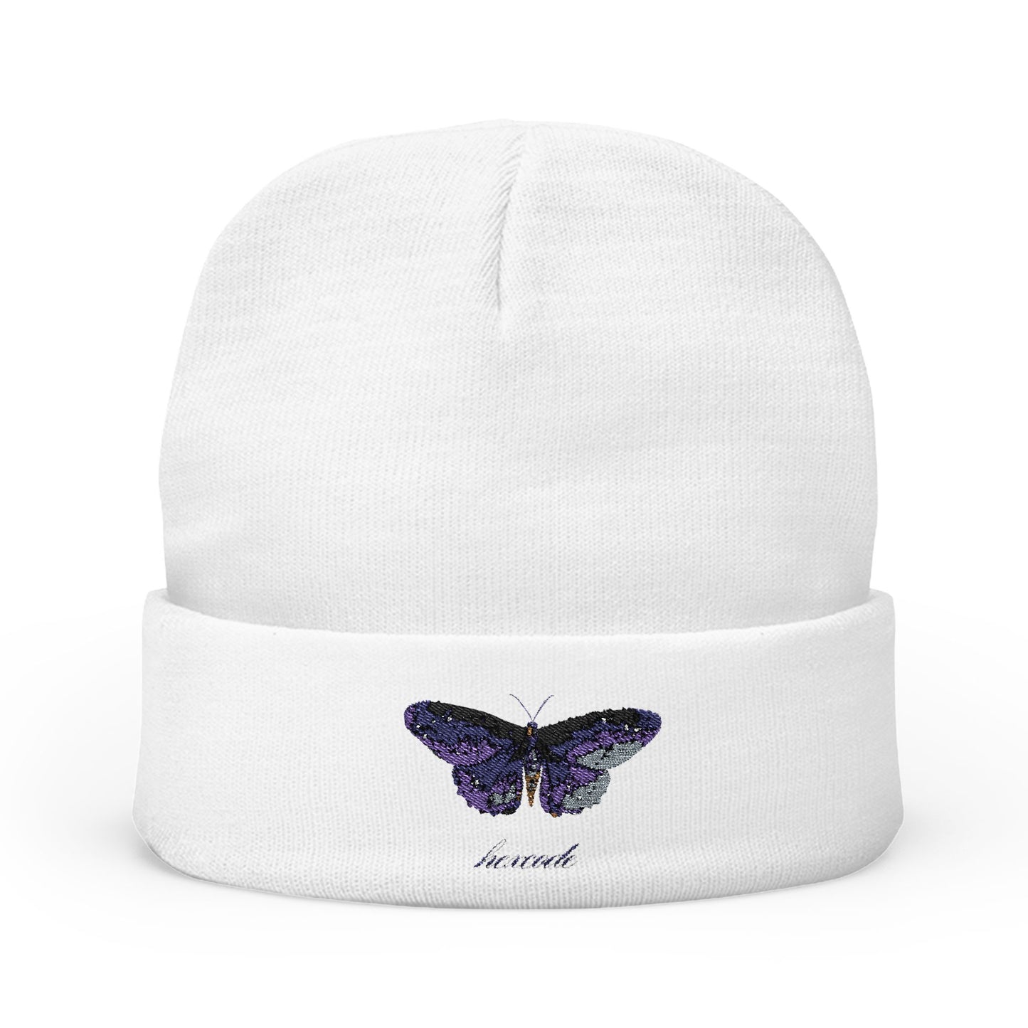 Butterfly Embroidered Knit Beanie