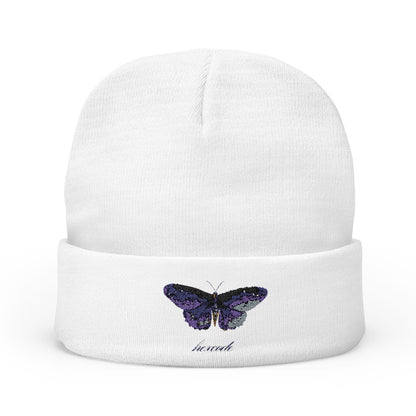 Butterfly Embroidered Knit Beanie