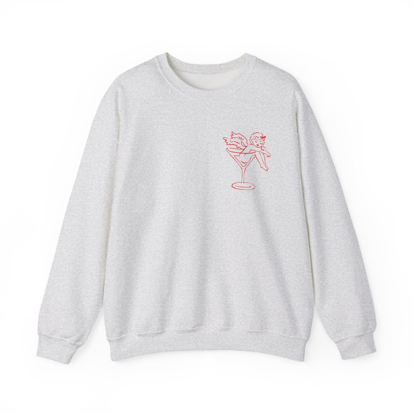 Sleeping Cupid in Martini Glass Sweatshirt | Valentine Cupid Graphic Crewneck, Valentines Day Gift, Gifts for Her, Vday gifts, Sweater