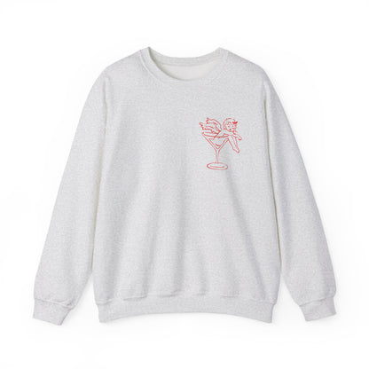 Sleeping Cupid in Martini Glass Sweatshirt | Valentine Cupid Graphic Crewneck, Valentines Day Gift, Gifts for Her, Vday gifts, Sweater