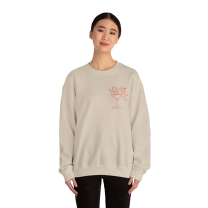 Sleeping Cupid in Martini Glass Sweatshirt | Valentine Cupid Graphic Crewneck, Valentines Day Gift, Gifts for Her, Vday gifts, Sweater