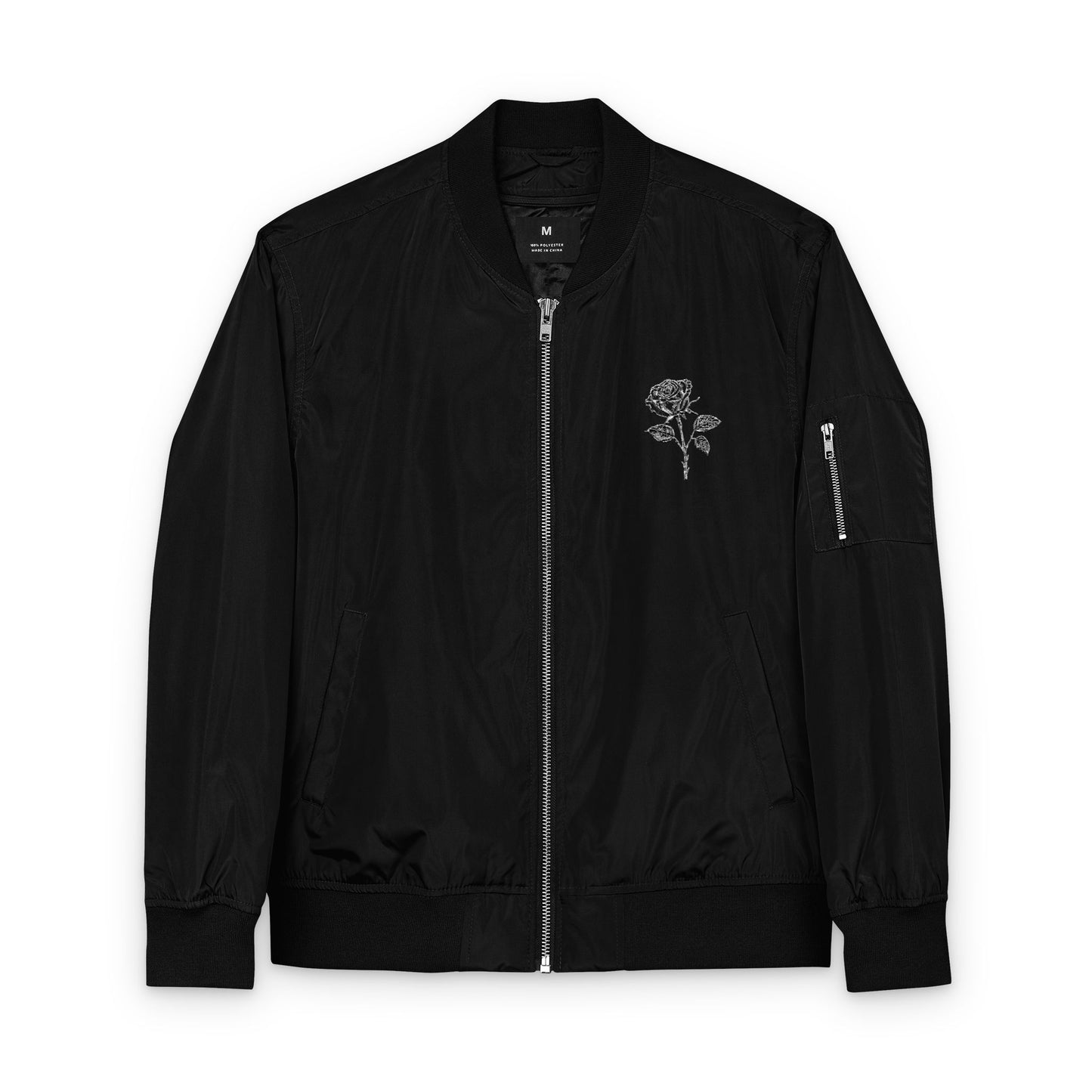 Rose Embroidered Bomber Jacket