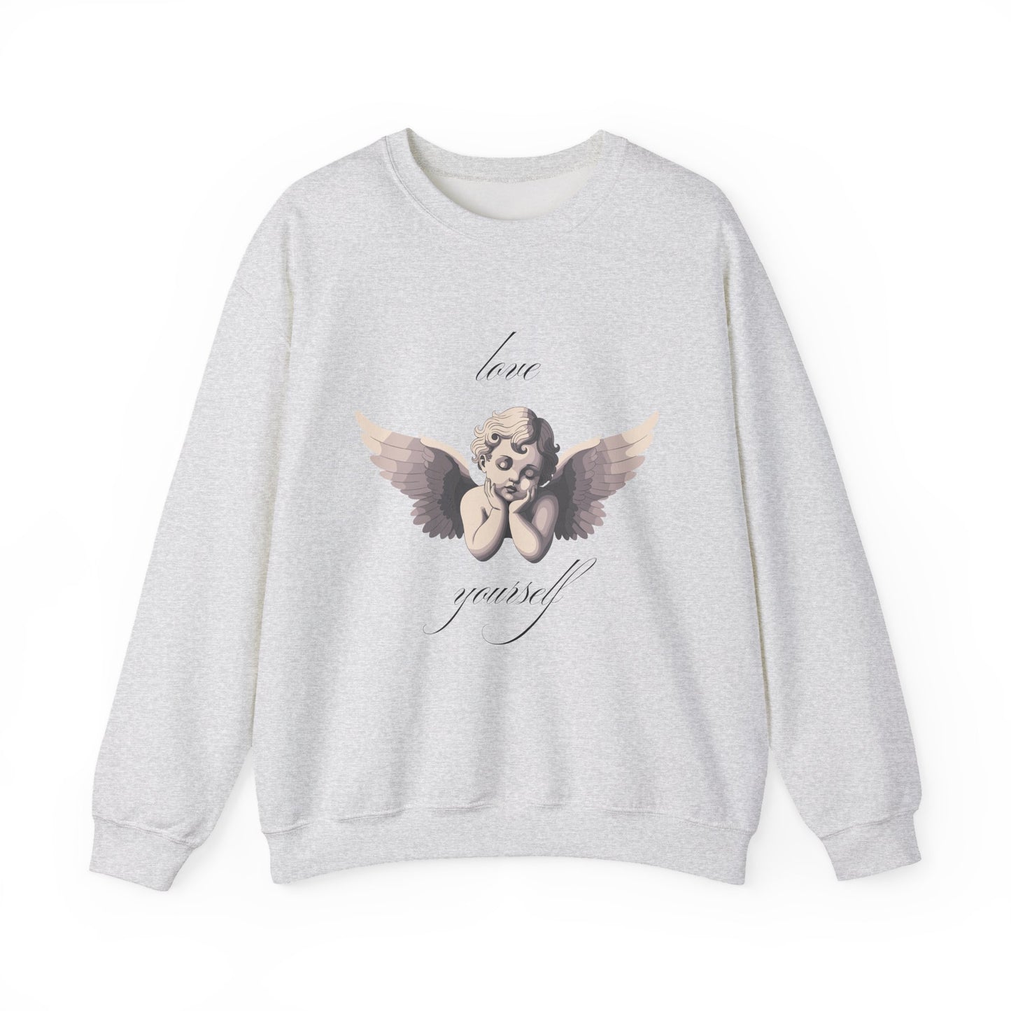 Love Yourself Cherub Sweatshirt | Graphic Valentine's Day Sweater, Romantic Cherub Design, Gifts for Her, Gifts for Him