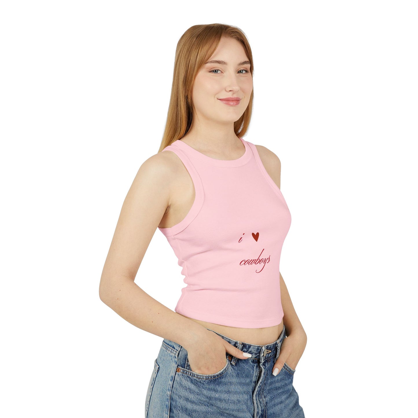 I Love Cowboys Valentine Racer Tank Top | Valentine's Day Cowgirl Design, Gifts for Her