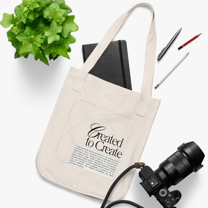 Created To Create Organic Canvas Tote Bag - White