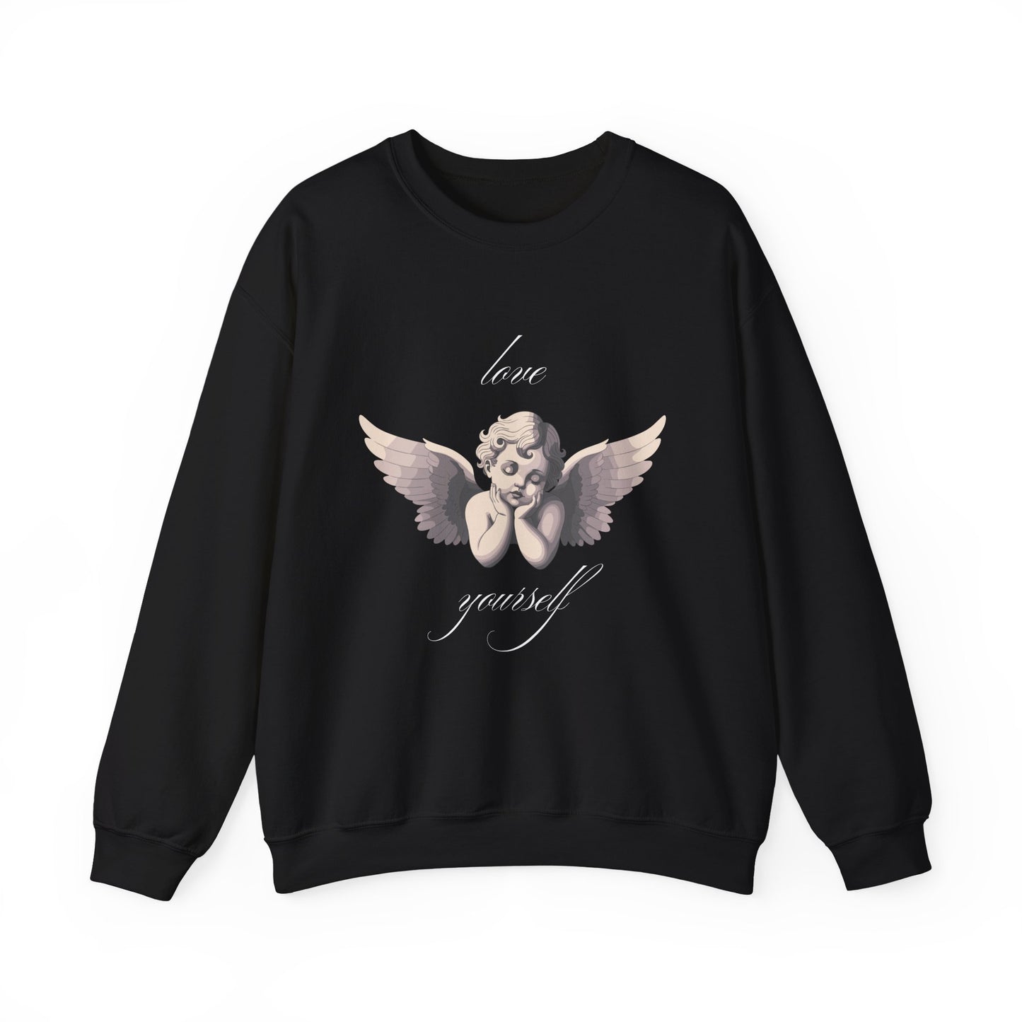 Love Yourself Cherub Sweatshirt | Graphic Valentine's Day Sweater, Romantic Cherub Design, Gifts for Her, Gifts for Him
