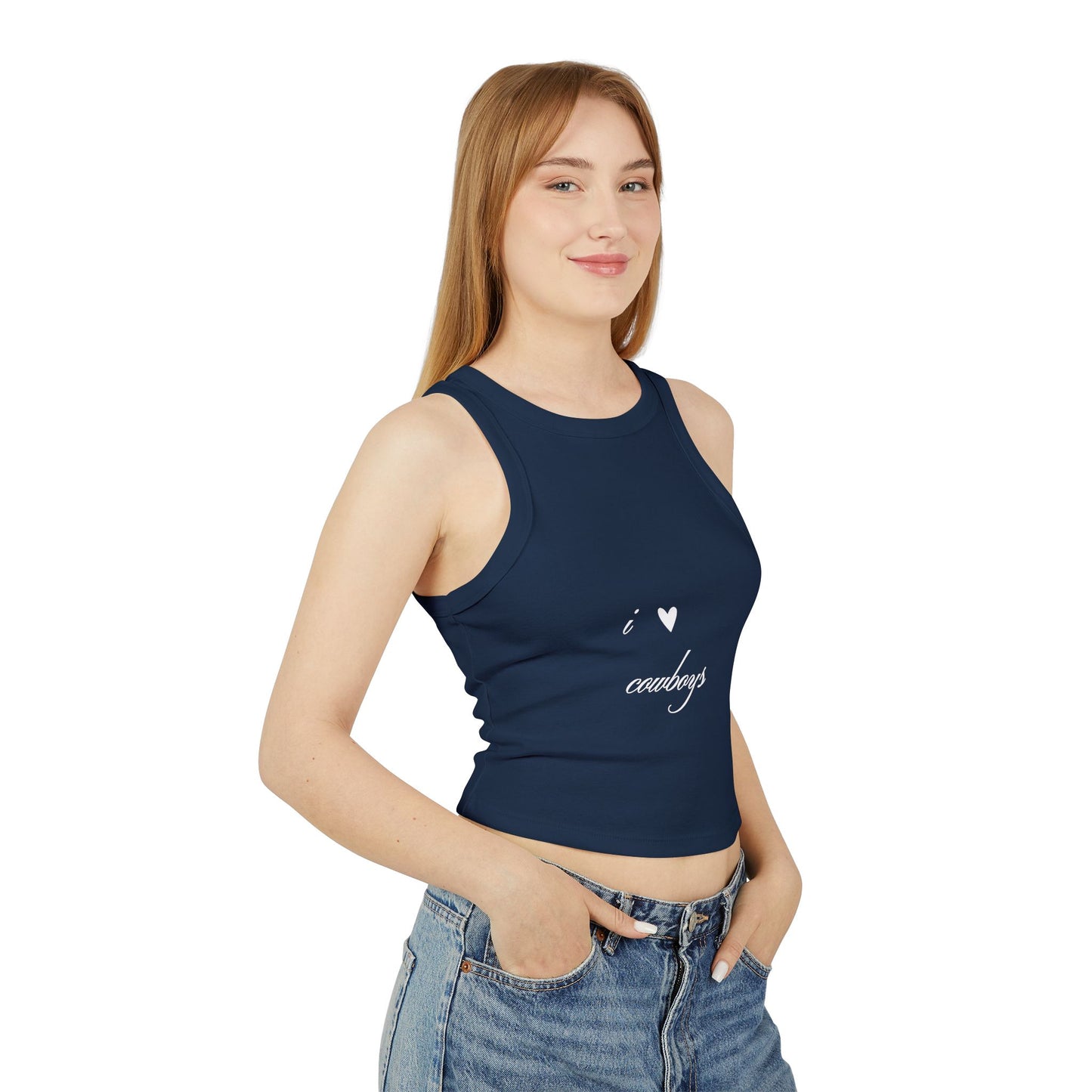 I Love Cowboys Valentine Racer Tank Top | Valentine's Day Cowgirl Design, Gifts for Her