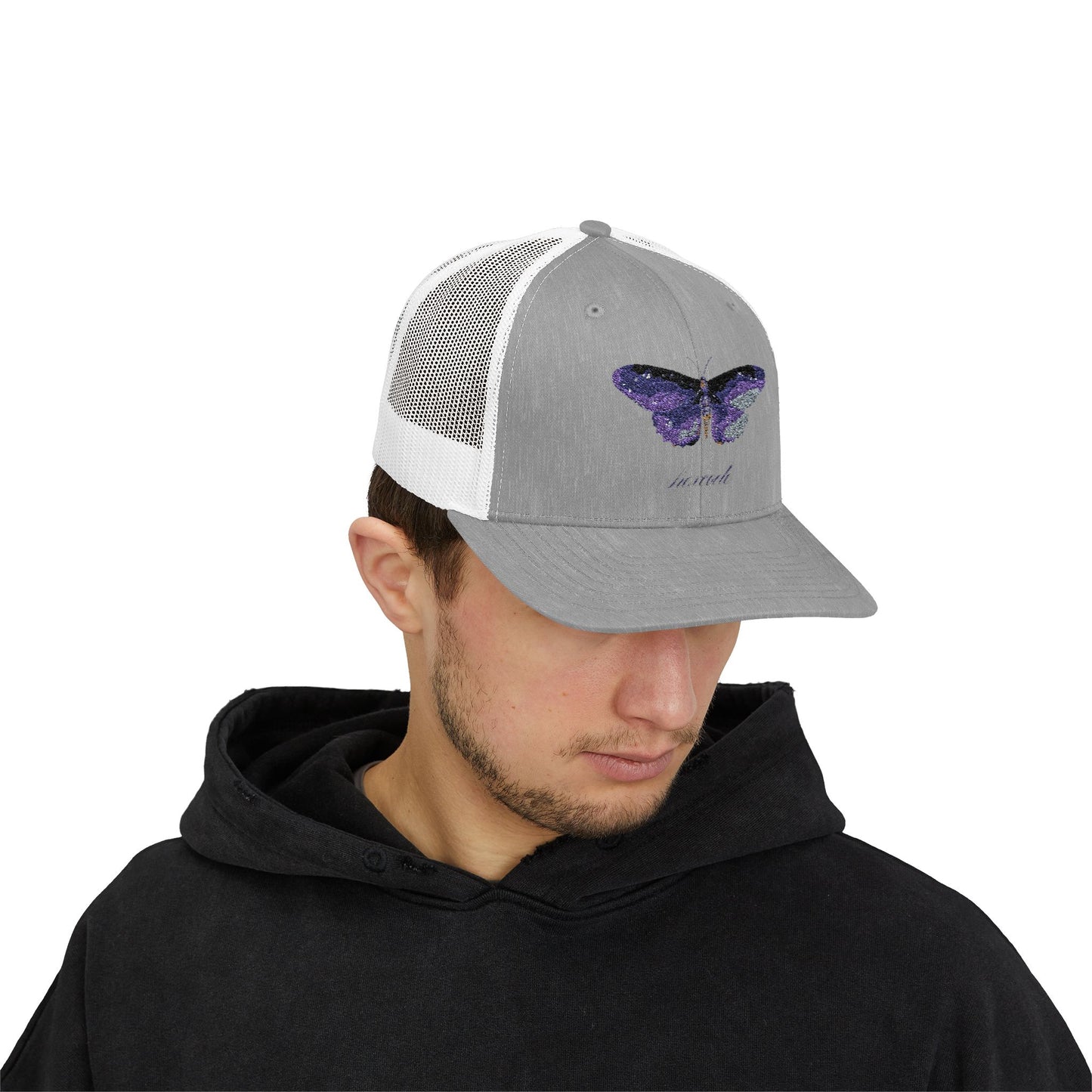 Butterfly Embroidered Snapback Trucker Cap