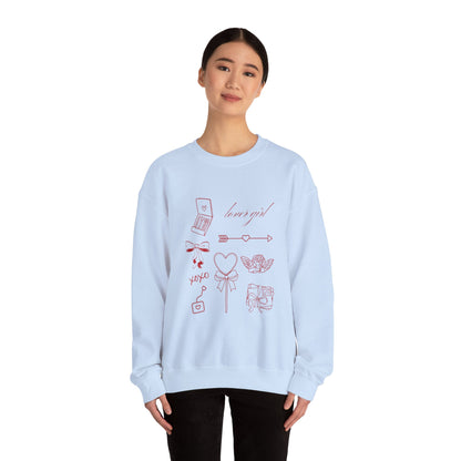 Lover Girl Graphic Doodle Valentine's Day Sweatshirt, Gifts for Her, Vday gift ideas, Valentine's Sweater, Trendy Aesthetic, Valentine Gift