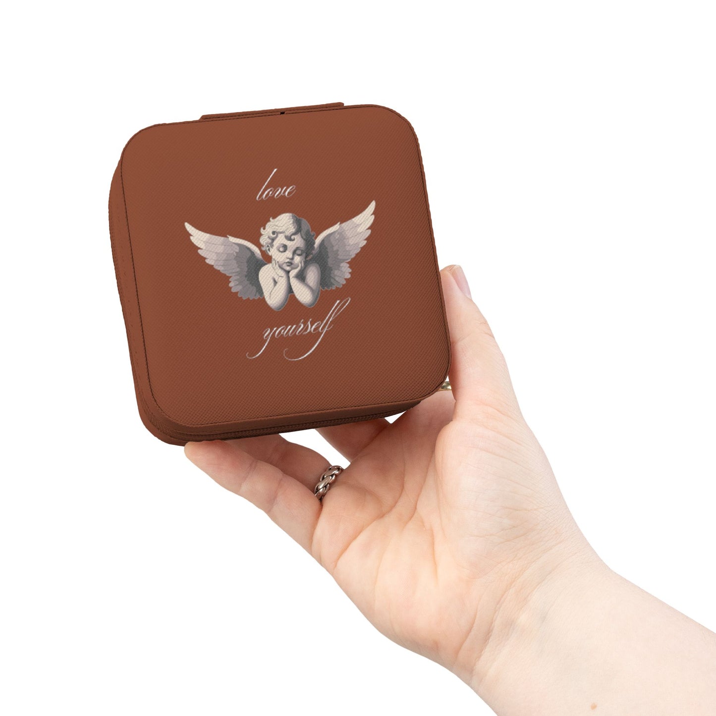 Cherub Angel Illustration Jewelry Travel Case | Compact Portable Organizer, Valentine's Day Gift for Her