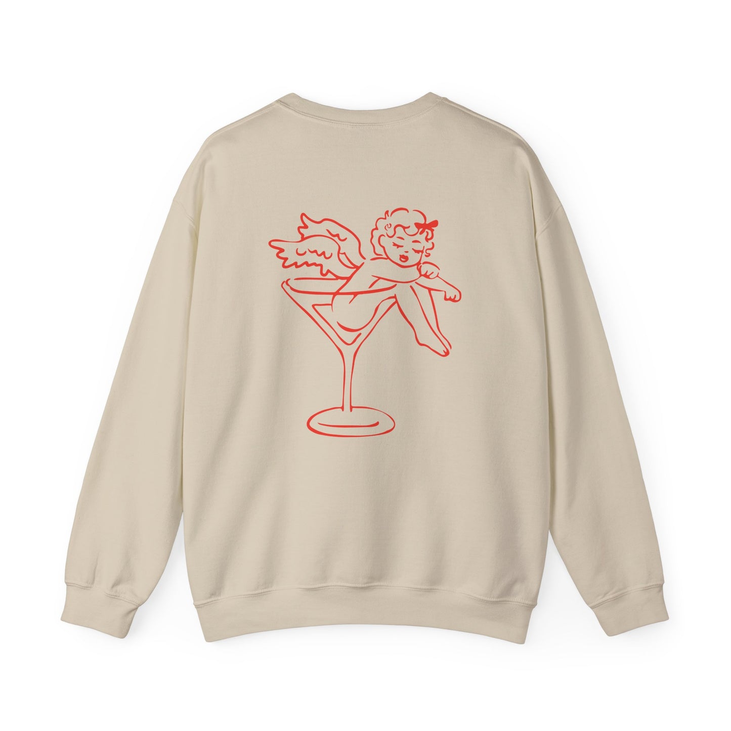 Sleeping Cupid in Martini Glass Sweatshirt | Valentine Cupid Graphic Crewneck, Valentines Day Gift, Gifts for Her, Vday gifts, Sweater