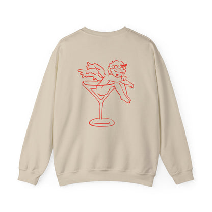 Sleeping Cupid in Martini Glass Sweatshirt | Valentine Cupid Graphic Crewneck, Valentines Day Gift, Gifts for Her, Vday gifts, Sweater