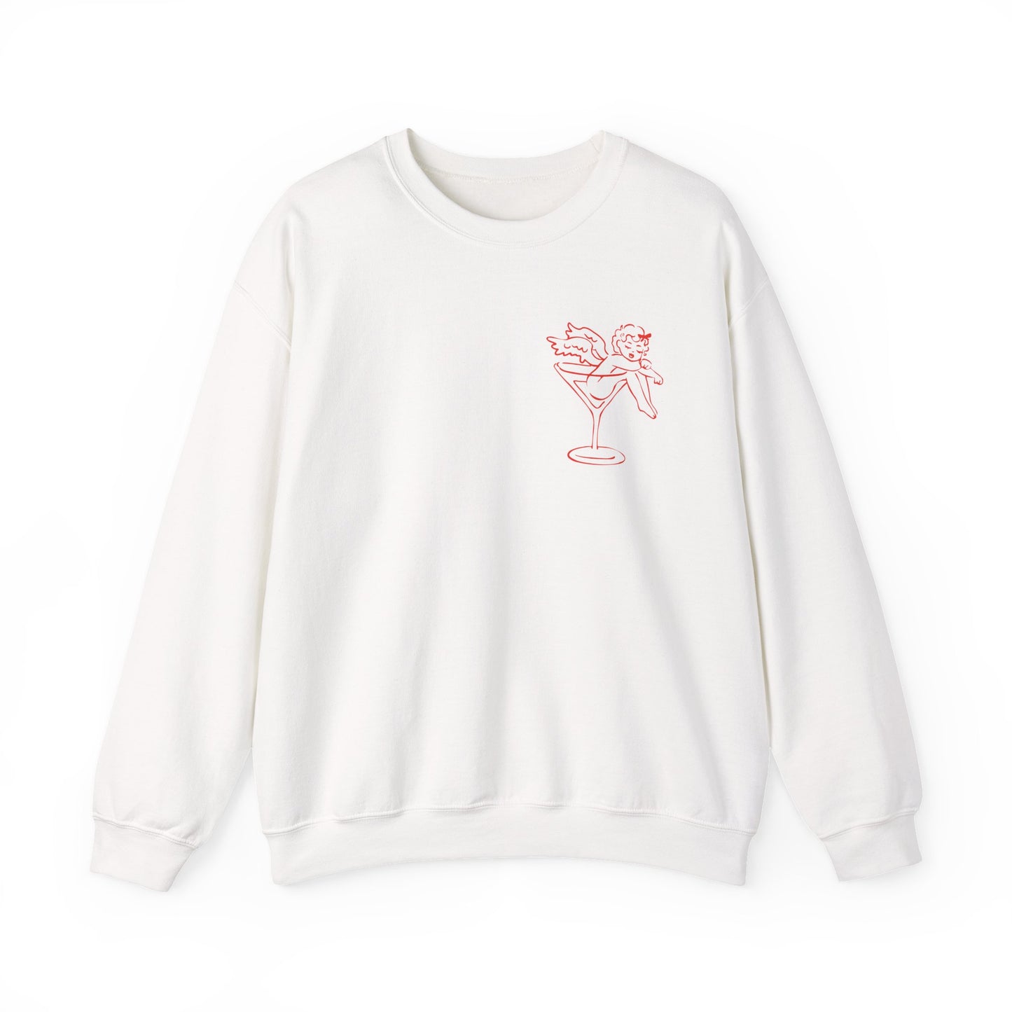 Sleeping Cupid in Martini Glass Sweatshirt | Valentine Cupid Graphic Crewneck, Valentines Day Gift, Gifts for Her, Vday gifts, Sweater