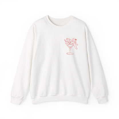 Sleeping Cupid in Martini Glass Sweatshirt | Valentine Cupid Graphic Crewneck, Valentines Day Gift, Gifts for Her, Vday gifts, Sweater