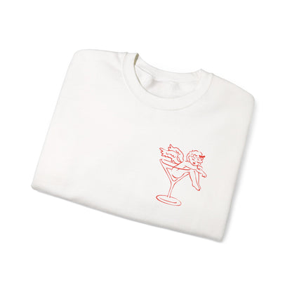 Sleeping Cupid in Martini Glass Sweatshirt | Valentine Cupid Graphic Crewneck, Valentines Day Gift, Gifts for Her, Vday gifts, Sweater