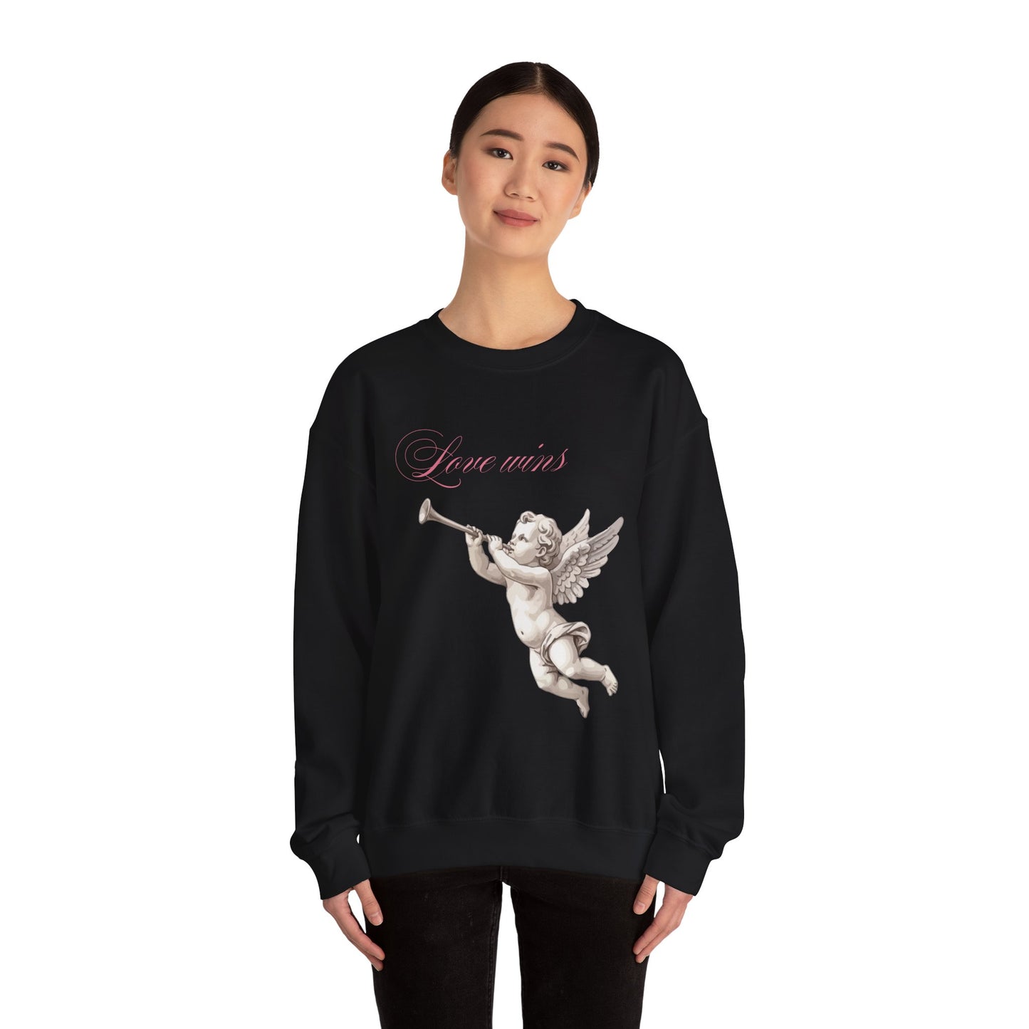 Love Wins Cherub Valentine's Day Sweatshirt, Gifts for Her, Vday gift ideas, Valentine's Sweater, Trendy Aesthetic, Valentine Gift, Cupid