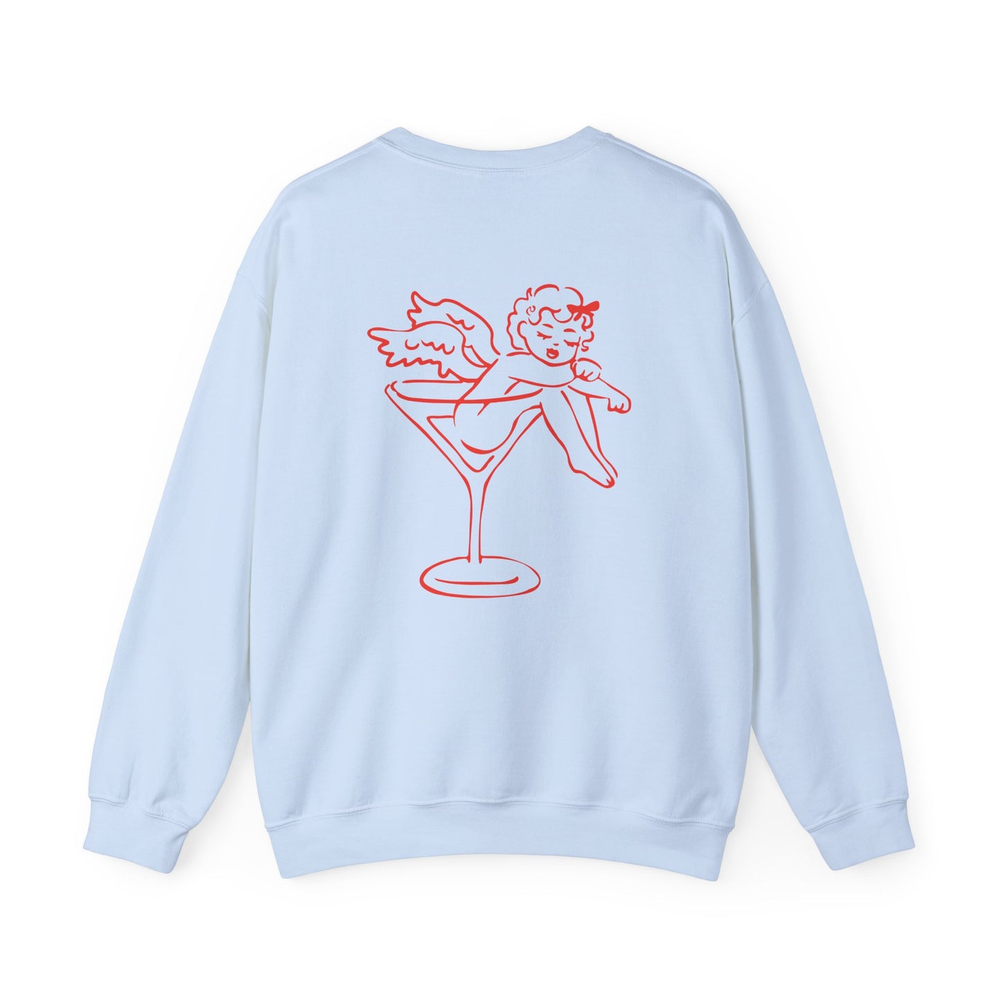 Sleeping Cupid in Martini Glass Sweatshirt | Valentine Cupid Graphic Crewneck, Valentines Day Gift, Gifts for Her, Vday gifts, Sweater