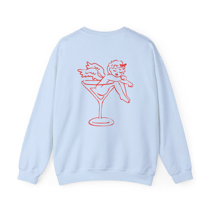 Sleeping Cupid in Martini Glass Sweatshirt | Valentine Cupid Graphic Crewneck, Valentines Day Gift, Gifts for Her, Vday gifts, Sweater