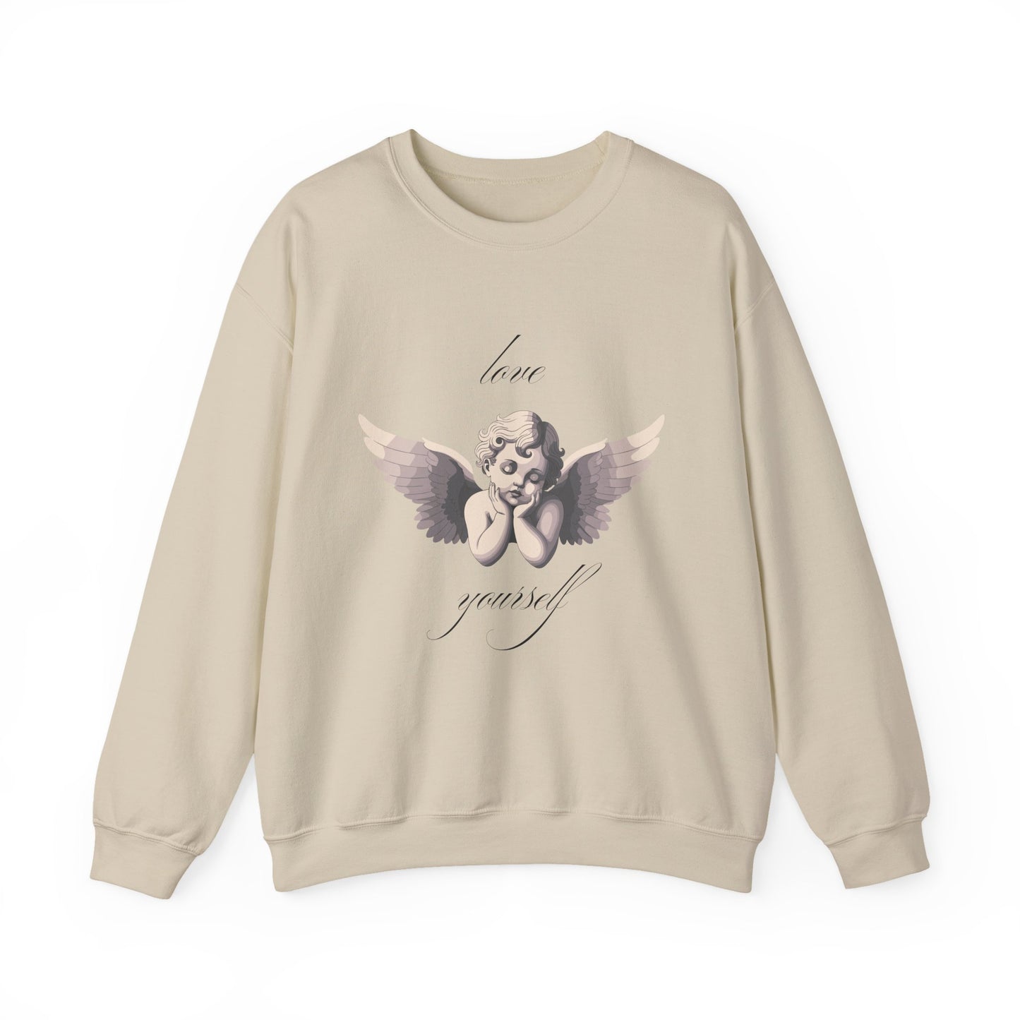 Love Yourself Cherub Sweatshirt | Graphic Valentine's Day Sweater, Romantic Cherub Design, Gifts for Her, Gifts for Him