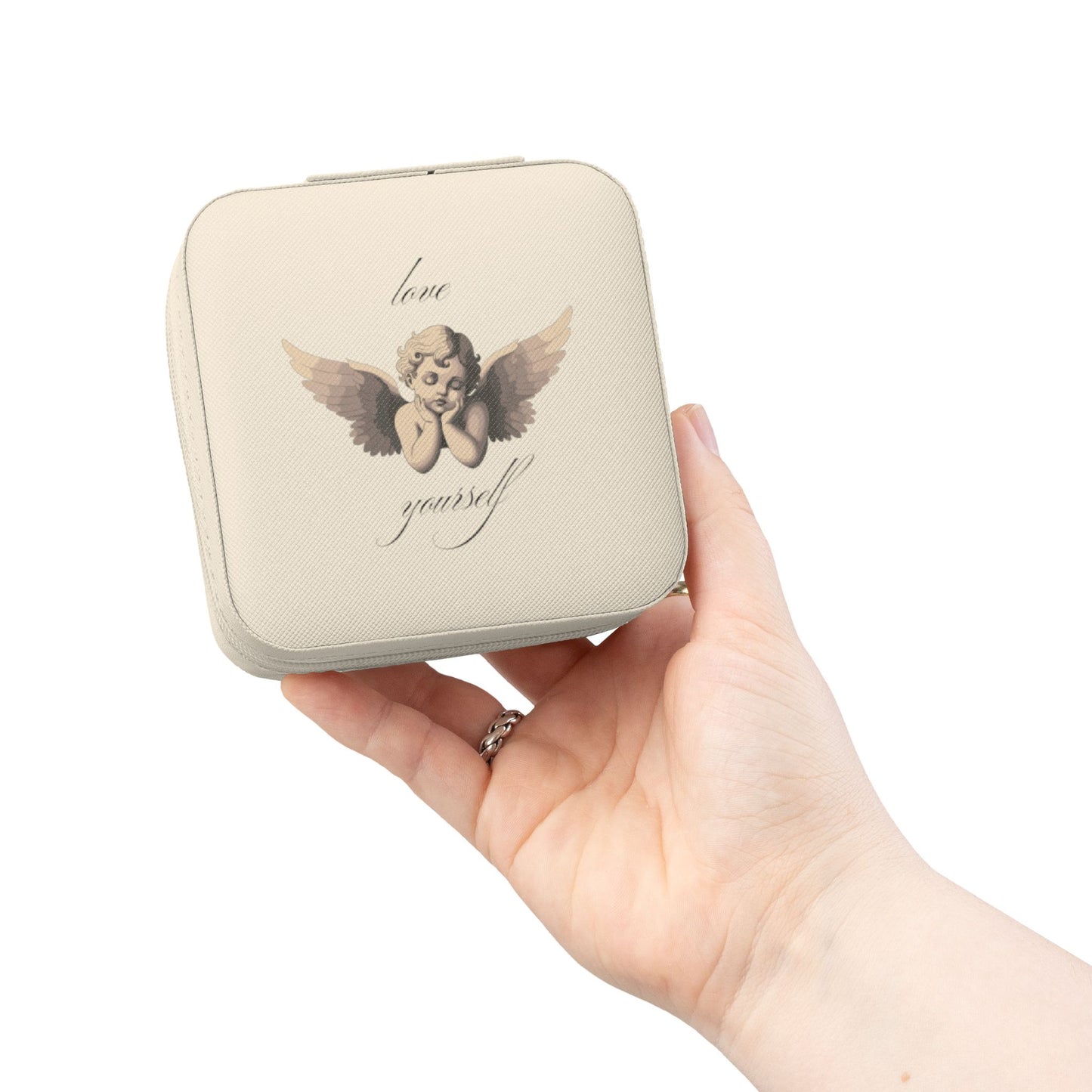 Cherub Angel Illustration Jewelry Travel Case | Compact Portable Organizer, Valentine's Day Gift for Her