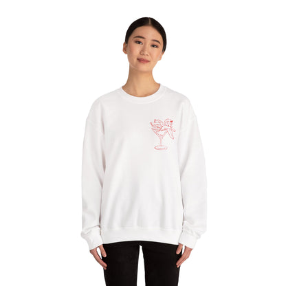 Sleeping Cupid in Martini Glass Sweatshirt | Valentine Cupid Graphic Crewneck, Valentines Day Gift, Gifts for Her, Vday gifts, Sweater