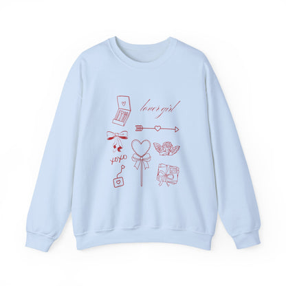 Lover Girl Graphic Doodle Valentine's Day Sweatshirt, Gifts for Her, Vday gift ideas, Valentine's Sweater, Trendy Aesthetic, Valentine Gift