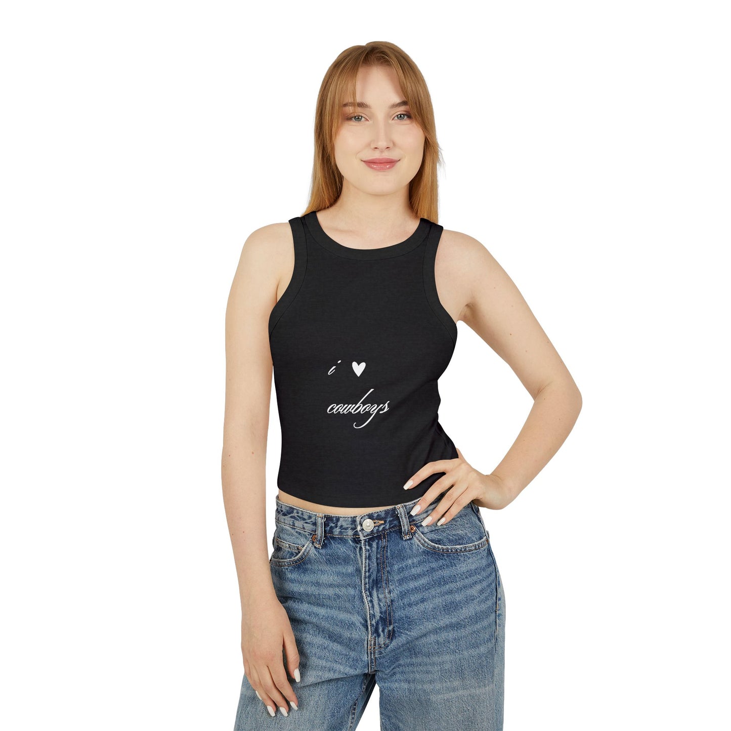 I Love Cowboys Valentine Racer Tank Top | Valentine's Day Cowgirl Design, Gifts for Her