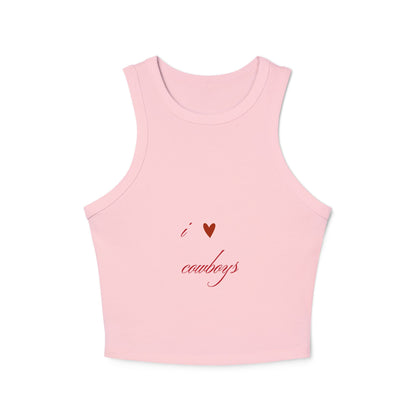 I Love Cowboys Valentine Racer Tank Top | Valentine's Day Cowgirl Design, Gifts for Her