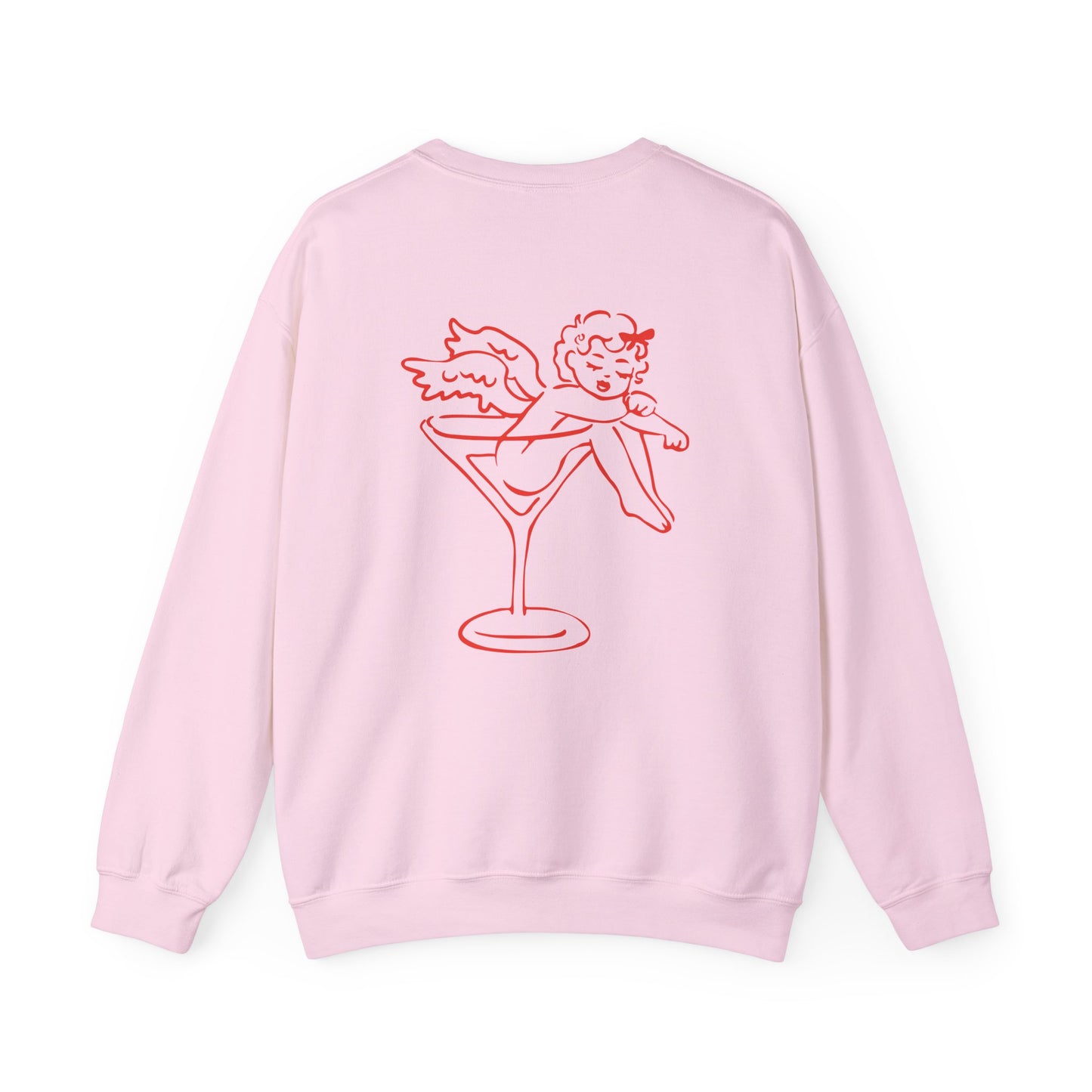 Sleeping Cupid in Martini Glass Sweatshirt | Valentine Cupid Graphic Crewneck, Valentines Day Gift, Gifts for Her, Vday gifts, Sweater