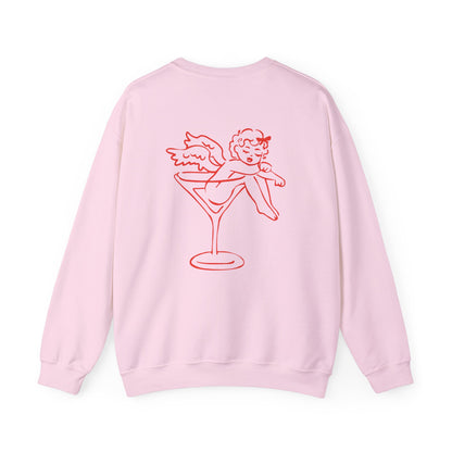 Sleeping Cupid in Martini Glass Sweatshirt | Valentine Cupid Graphic Crewneck, Valentines Day Gift, Gifts for Her, Vday gifts, Sweater