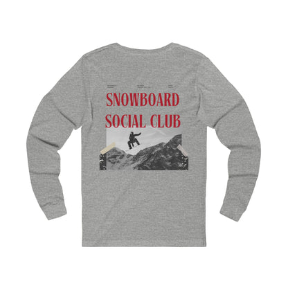 Snowboard Social Club Graphic Long Sleeve T-Shirt, Unisex Snowboarder Shirt, Après-Ski Crewneck, Snowboarding Gift